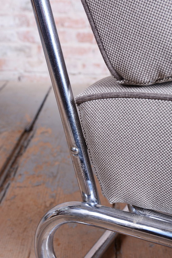 Restored Bauhaus Double Suspension Chair, Halabala, UP Zavody, Oak, Czech, 1930s – UP Závody, Armchairs (photo 14 of 16)