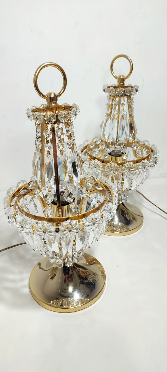 Image 1 of Paire de lampes de table en cristal (Espagne, années 1980)