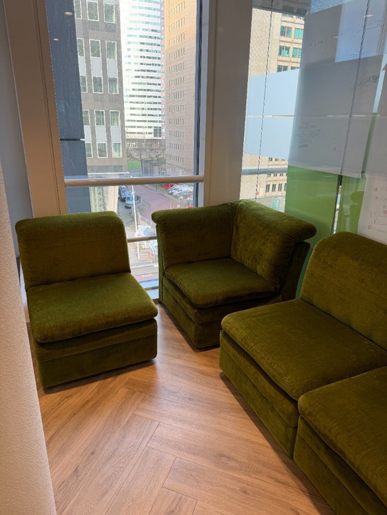 Image 1 of Divano modulare vintage in velluto verde muschio