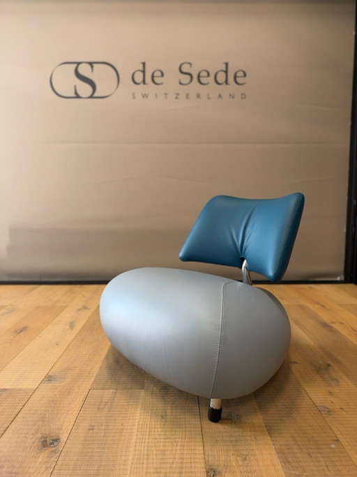 Fauteuil Leolux Pallone Pa Heaven Teal cuir bleu