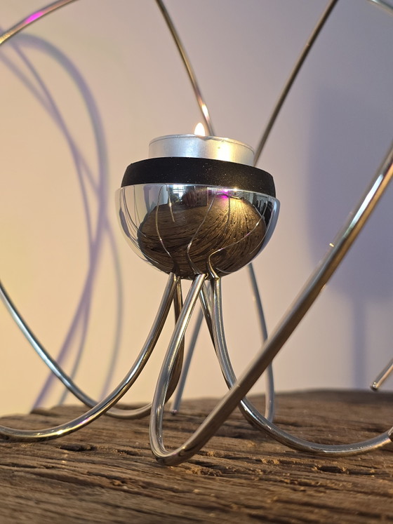 Image 1 of Portacandele dal design vintage Space Age - Cromato - Atomico