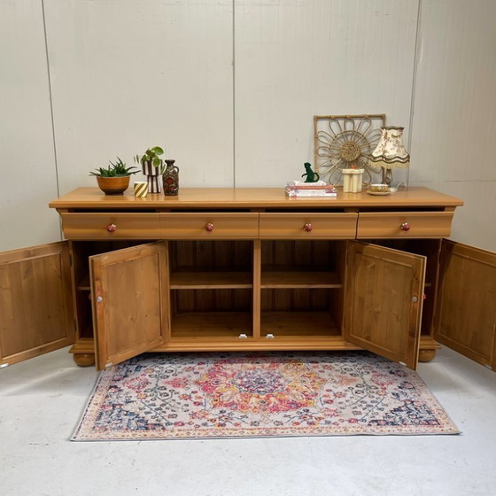 Image 1 of Remodelación de aparador de madera terracota naranja Little Green cómoda con cajones