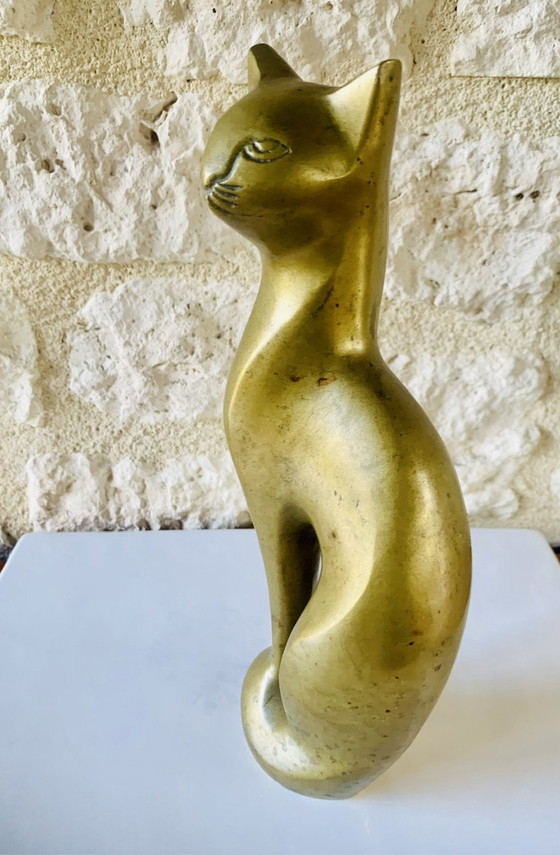 Image 1 of Sculpture de chat siamois en laiton