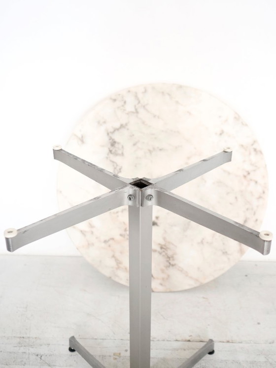 Image 1 of Vintage table with white marble and stainless steel base
