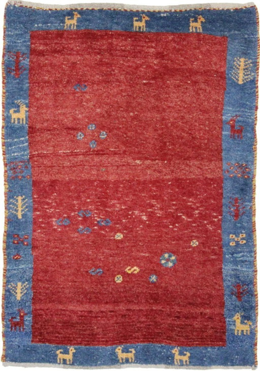 Tappeto persiano originale Gabbeh Ghashghai Tappeto orientale 141 cm x 80 cm Vecchio Naturale