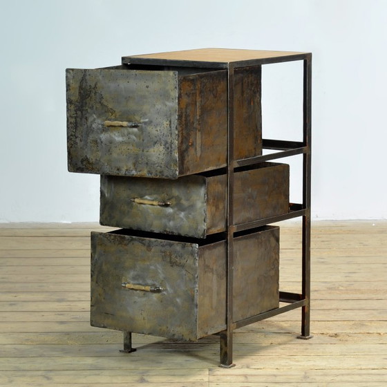 Industriële ladekast, circa 1950 – Ladekasten, Metal, Wood (photo 4 of 9)