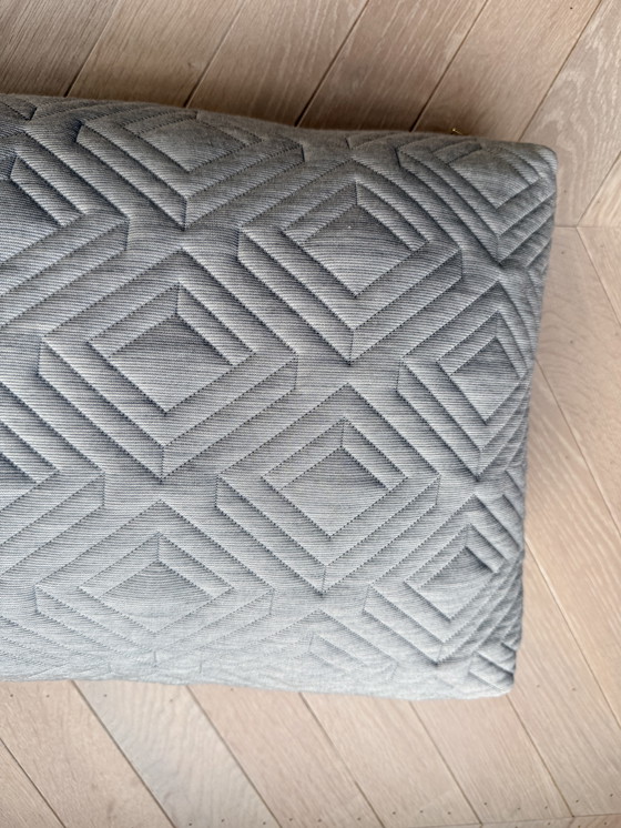 Image 1 of Ferm living, lichtgrijs dik sierkussen in ruitpatroon