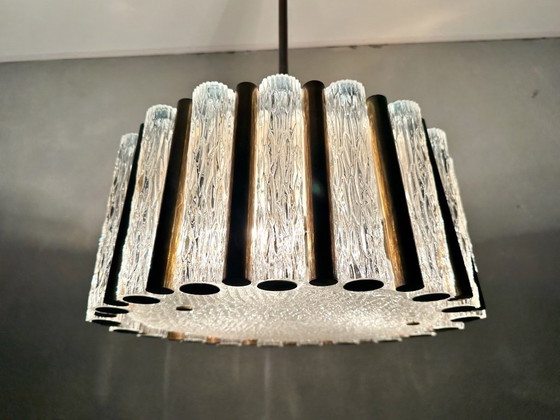 Vintage Kaiser Leuchten Chandelier – Glass, Brass (photo 10 of 12)