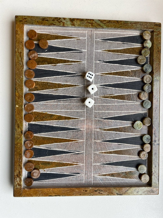 Scacchi - backgammon - solitario - dama - tris (marmo brasiliano) – Oggetti decorativi (photo 2 of 6)
