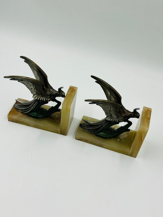 Art Deco Onyx Birds of Paradise Bookends – Decorative Objects, Marble, Metal (photo 11 of 14)