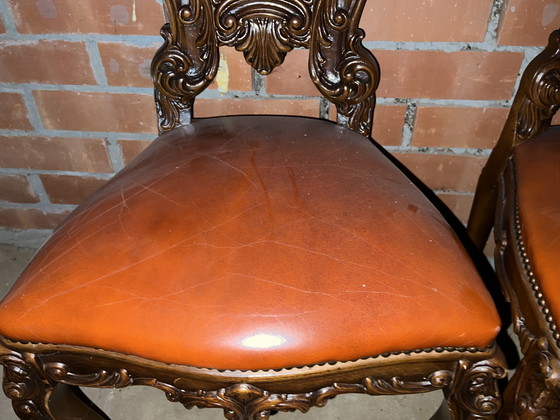 Image 1 of 4 barok eetkamer stoelen leder