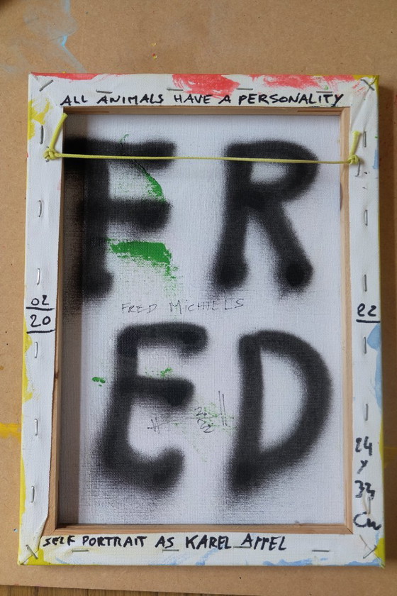 Self Portrait as Karel Appel – Fred Michiels, Dipinti e disegni, Wood, Canvas (photo 2 of 5)