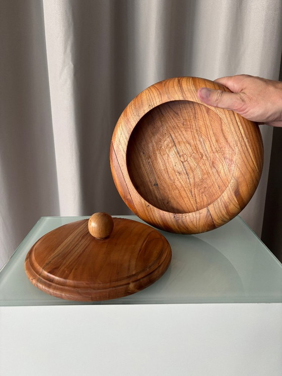 Houten schaal met deksel, bruin, Schalen, Vintage (foto 10 van 10)