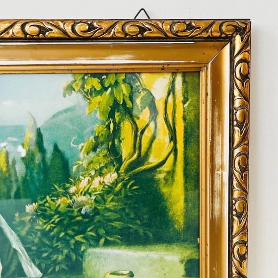 Image 1 of Tableau religieux vintage encadré représentant la Vierge aux colombes, Noël années 1960