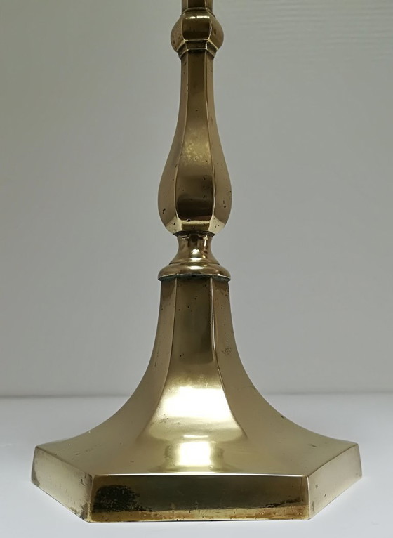 Image 1 of lampe laiton verre opalin années 60