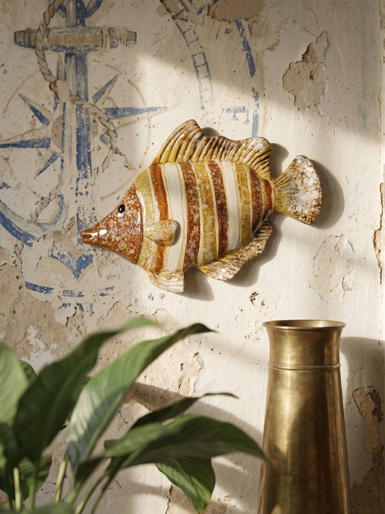 Image 1 of Pesci da parete vintage in ceramica smaltata dipinta a mano, anni '70-'80
