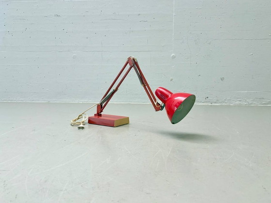 Image 1 of Vintage architect's table lamp in red, 1970s