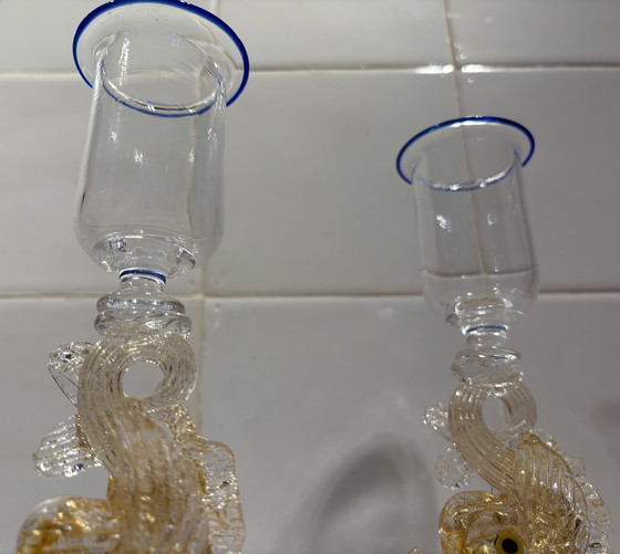 Image 1 of 2 Vintage Italian Murano candlesticks