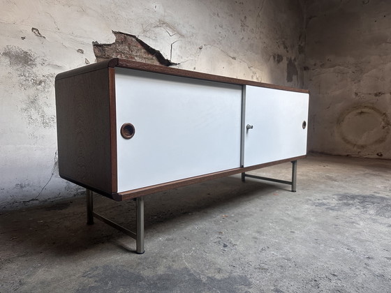 Image 1 of Vintage Pastoe sideboard – wenge & white sliding doors