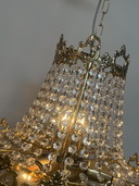 Xl chandelier cristal pendentifs cadre bronze vintage