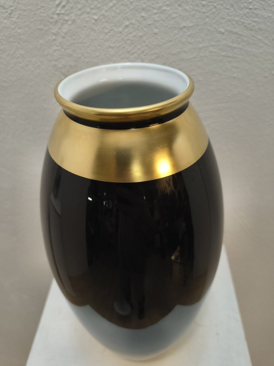 Bernardaud Limoges Vase, Black and Gold Porcelain (photo 3 of 5)