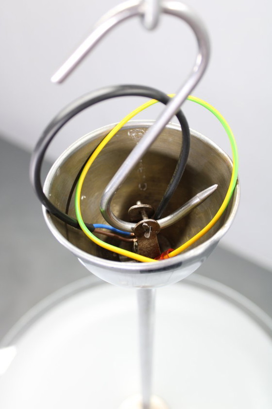 Image 1 of 1930s Bauhaus Chrome and Glass Chandelier, Czechoslovakia