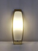 Lampada da parete Veca in vetro bianco e ambra Made in Italy Art Deco