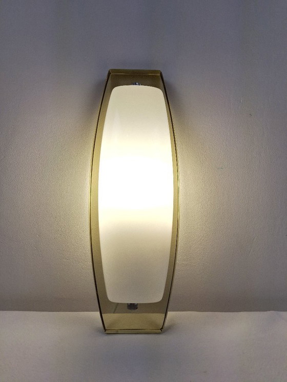 Image 1 of Lampada da parete Veca in vetro bianco e ambra Made in Italy Art Deco