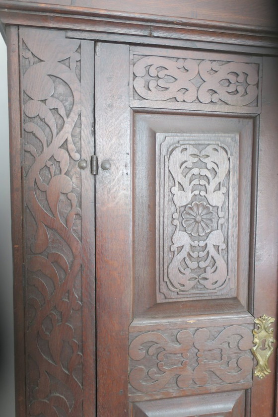 Image 1 of Antique Carved Oak Farmhouse Wardrobe, 1780