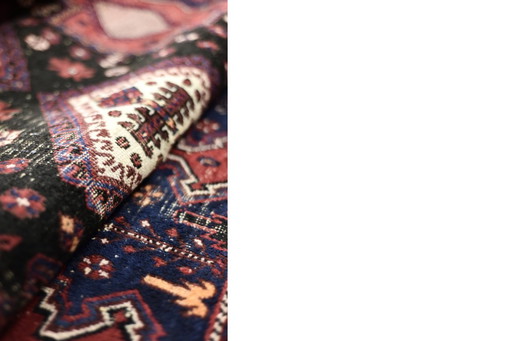 Vintage Hand-Woven Oriental Afshar Rug, Middle Eastern, 1950s