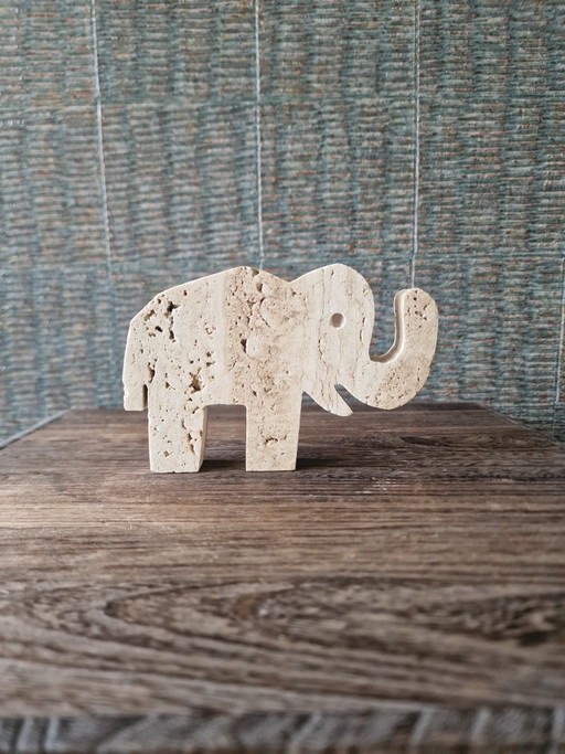 Éléphant vintage en travertin - Enzo Mari pour Fratelli Mannelli