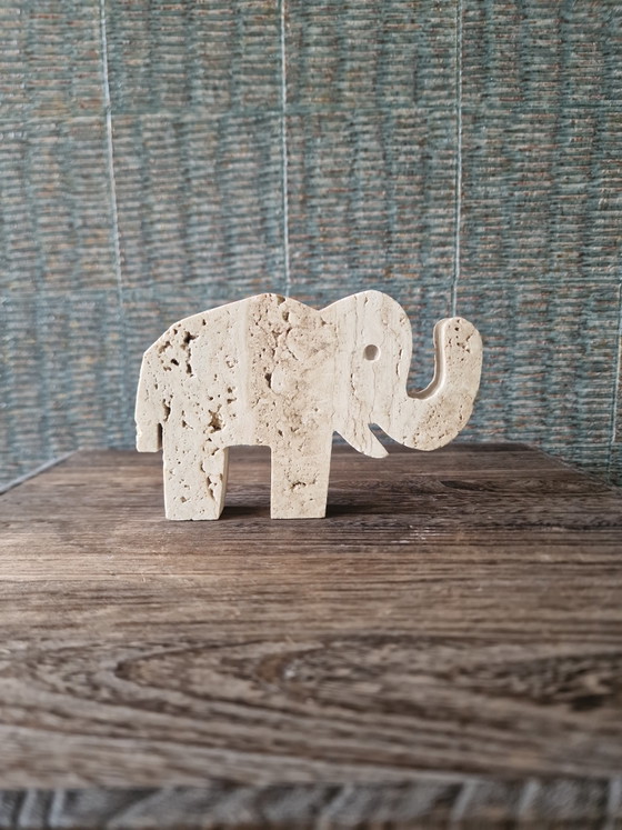 Image 1 of Éléphant vintage en travertin - Enzo Mari pour Fratelli Mannelli