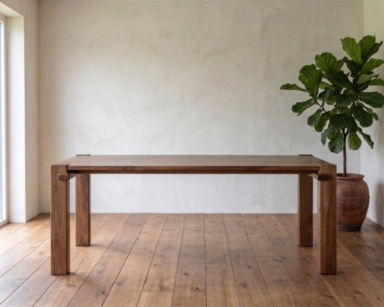 Image 1 of Japandi solid wood dining table | Rain Tree wood | 193 x 99 x 76 cm
