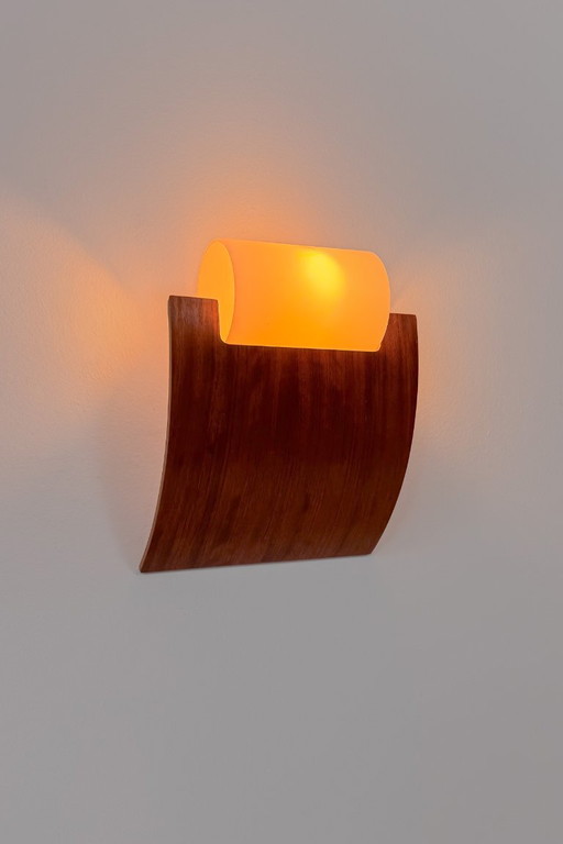 Vintage wooden and opaline Wall light, France 1970