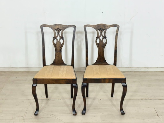 Image 1 of Set di 5 sedie Chippendale antiche / sedie da pranzo in pregiato mogano/noce, circa 1900