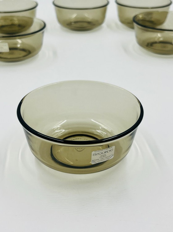 Set of 6 Arcoroc Smoked Glass Ramekins, Table accessories, Brown, Vintage (photo 8 of 8)