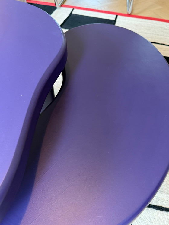 Set of 2 Japandi side tables, purple organic shape – Wood (photo 7 of 8)