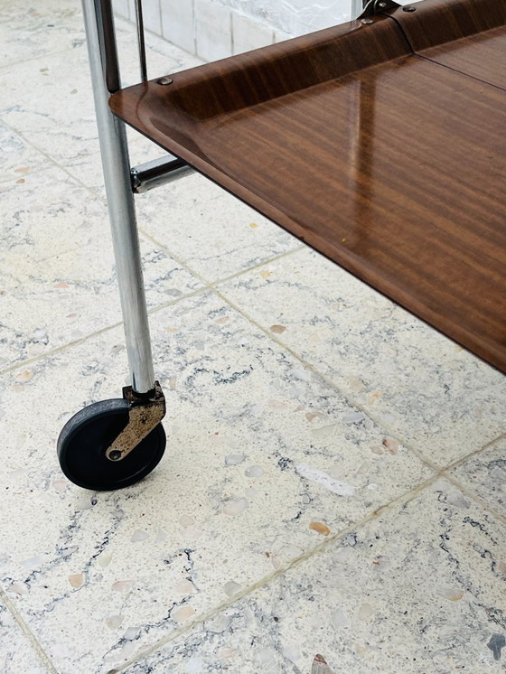 Image 1 of Carrello di servizio pieghevole vintage in cromo e laminato