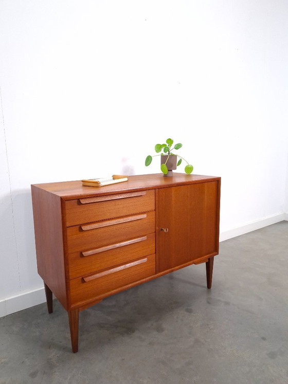 Image 1 of Teak sideboard with 4 drawers and wooden handles, Bornhold