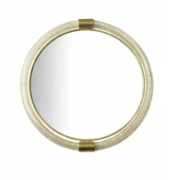 Image 1 of Duo de miroirs muraux classiques vénitiens en verre de Murano Torciglione avec finition feuille d'or