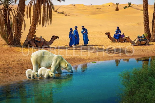 Fotografia stampata e incorniciata / cornice decorativa / Edizione limitata / Firmata / Orsi nel deserto
