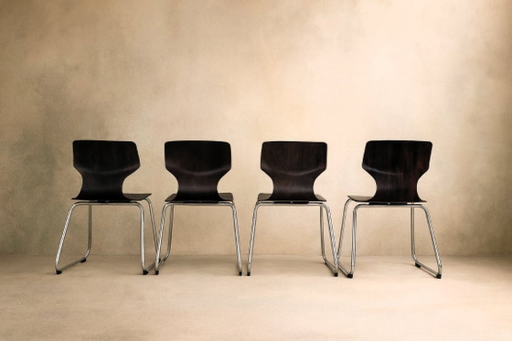 4x Flötotto Sedie da pranzo, Legno, Metallo, Marrone, Modern (foto 4 di 14)
