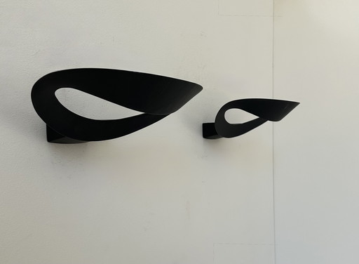 Artemide Mesmeri Vintage wandlamp, matzwart, Italië 1980