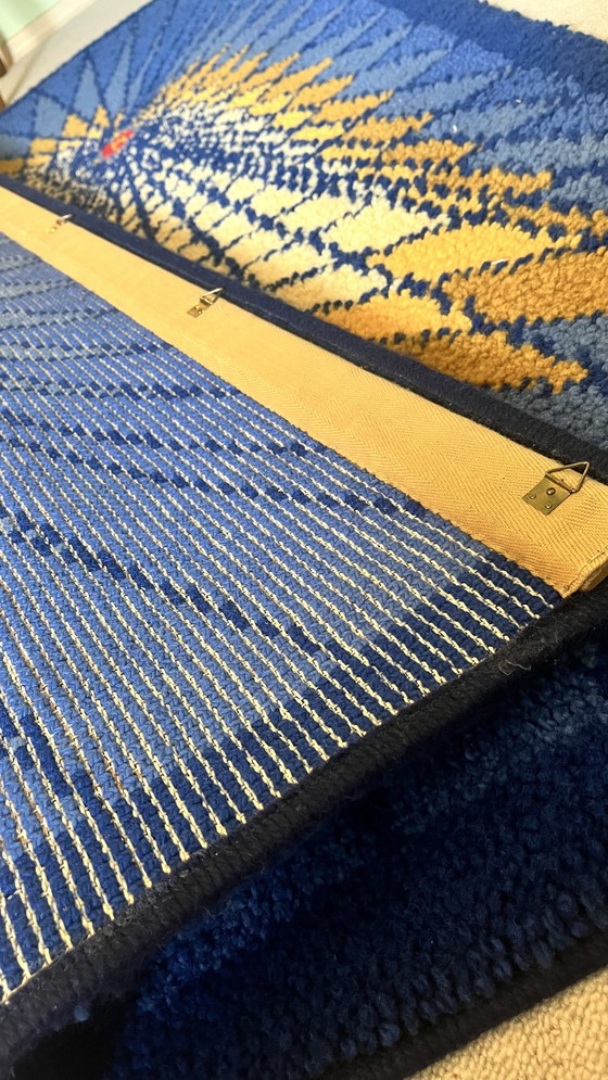 Image 1 of Vintage Scandinavisch Rya-vloerkleed, handgeweven wol, mid-century modern (180x100 cm)