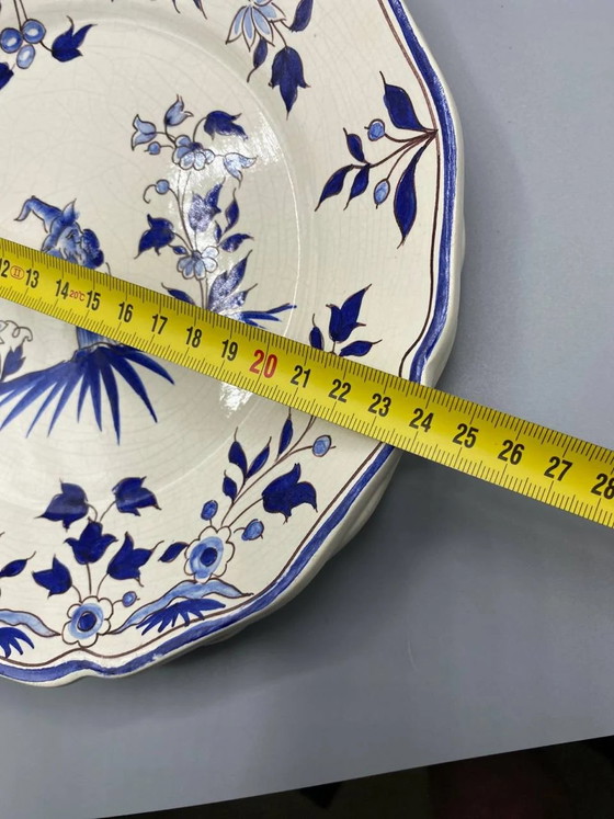 Pair of Hand-Painted French Faience Plates – Nevers-Inspired Chinoiserie Decor – Decorative Objects (photo 7 of 7)