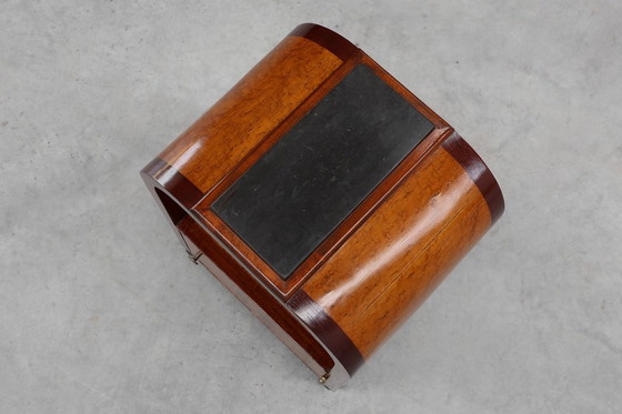 Image 1 of Tavolino Art Déco ad arco con contenitore e piano in marmo nero, Francia, 1920 ca. 1920