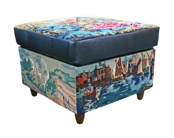 Image 1 of Rectangular boat pouf with view of Dordrecht