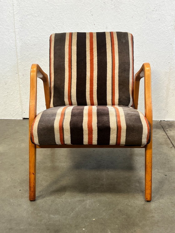 Image 1 of Vintage Fauteuil, Duitsland 1970's, Gestreepte Bekleding