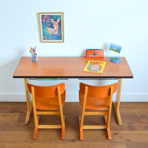 Desk set + 2 Casala 1950s chairs