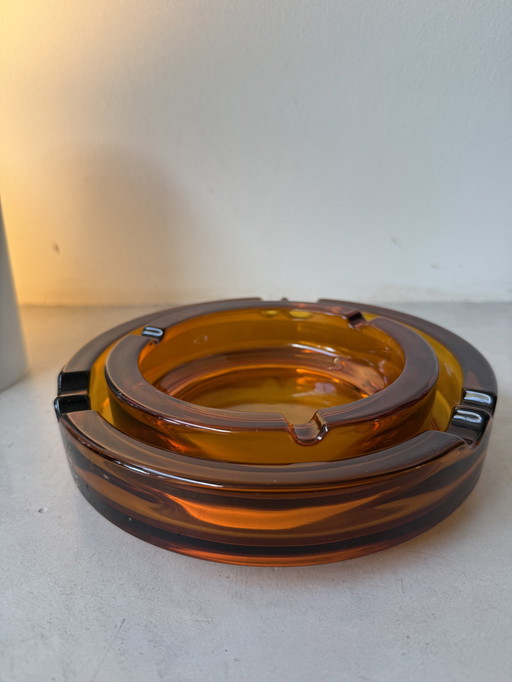 Vintage amber glass set (14 en 19 cm) – retro design